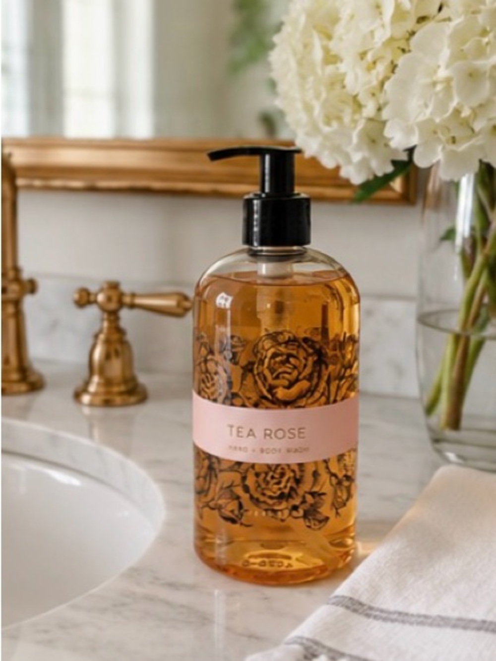 K. Hall Studio Pottery Barn Tea Rose Hand + Body Wash 12oz NEW!